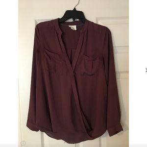 Polyester/Chiffon long sleeve blouse